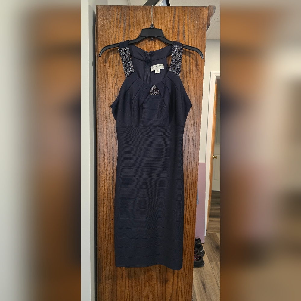 Black Sheath Mini Dress with Halter Neckline